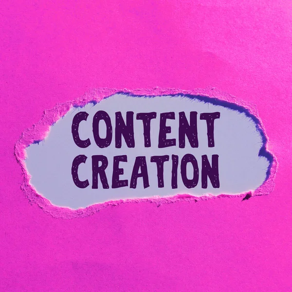 Inspiratie Toont Teken Content Creation Business Showcase Bijdrage Van Informatie — Stockfoto