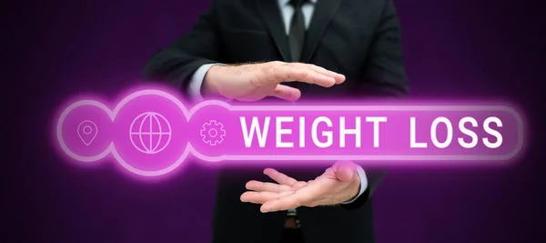손으로 Weight Loss Business Showcase Decrease Body Fluid Muscle Mass — 스톡 사진