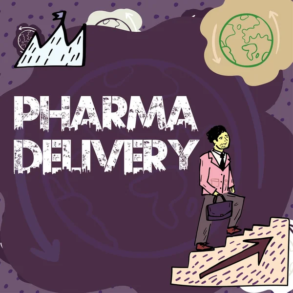 Szöveg Felirat Bemutató Pharma Delivery Üzleti Megközelítés Kapok Receptek Postán — Stock Fotó