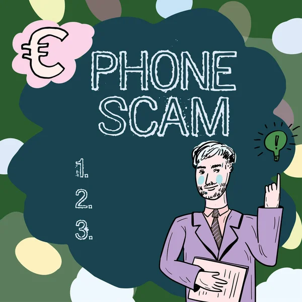 손으로 Scam Business Overview Getting Unwanted Call Promoting Products Service — 스톡 사진