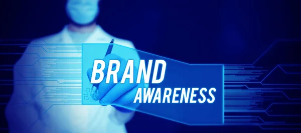 Inspiratie Teken Brand Awareness Business Concept Naam Identificeert Een Verkoper — Stockfoto