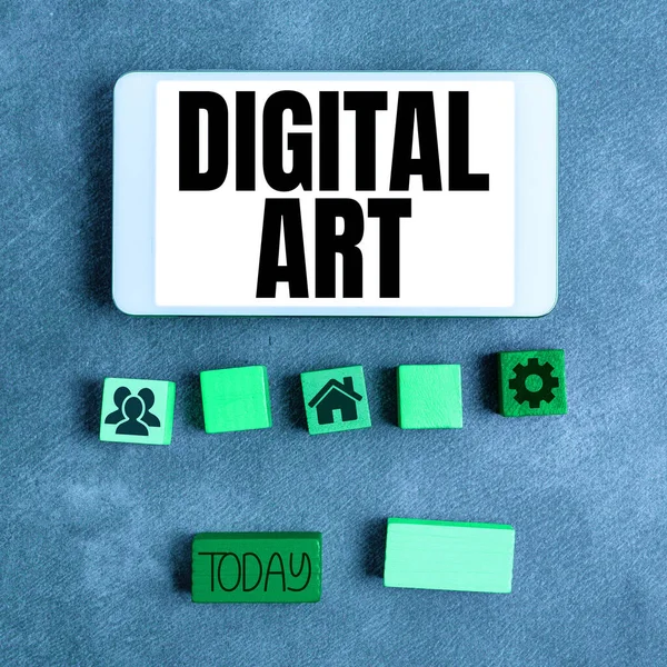 Signo Texto Que Muestra Arte Digital Idea Negocio Uso Habilidad — Foto de Stock