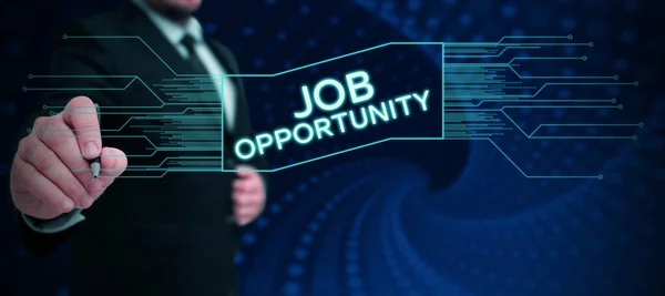 Escrevendo Exibindo Texto Job Opportunity Conceito Que Significa Uma Oportunidade — Fotografia de Stock