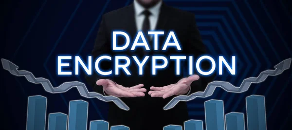stock image Text sign showing Data Encryption, Word for Conversion of data into code for compression or security