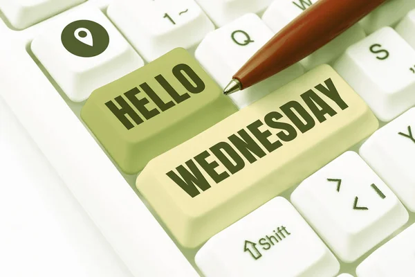 텍스트보여 Hello Wednesday Business Idea Hump Day Working Week Calendar — 스톡 사진