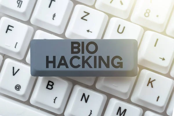 Text Mit Inspiration Bio Hacking Konzept Bedeutet Experimentelle Nutzung Genetischen — Stockfoto