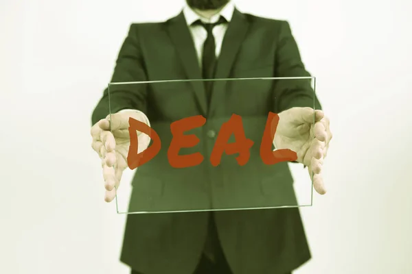 Conceptuele Weergave Deal Woord Voor Overeenkomst Gesloten Door Twee Meer — Stockfoto