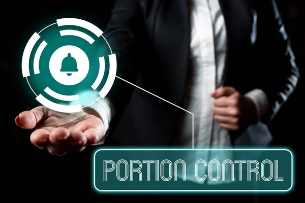 Portion Control Business Approach Mutató Szöveges Jel Amely Ismeri Megfelelő — Stock Fotó