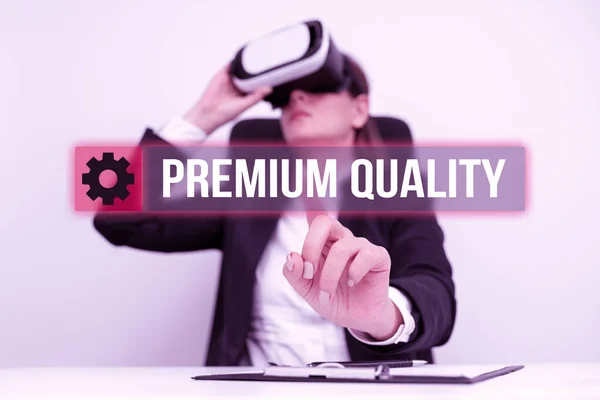 Señal Que Muestra Calidad Premium Visión General Del Negocio Algo — Foto de Stock