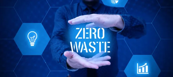 Text Caption Presenting Zero Waste Business Approach Industrial Responsibility Includes — Stock Photo, Image