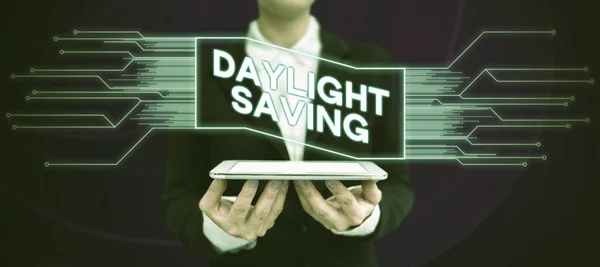 Εγγραφή Προβολής Κειμένου Daylight Saving Internet Concept Γυρίζοντας Ρολόι Μπροστά — Φωτογραφία Αρχείου