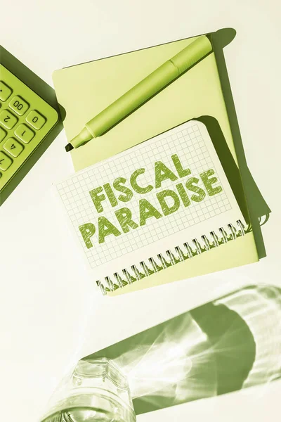 Inspiracja Pokazująca Znak Fiscal Paradise Business Showcase Podatek Rozwoju Stawki — Zdjęcie stockowe