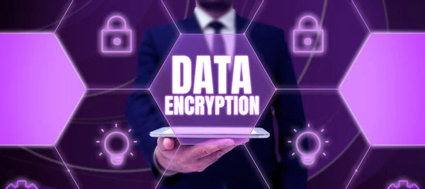 Sign Displaying Data Encryption Word Conversion Data Code Compression Security — Stock Photo, Image