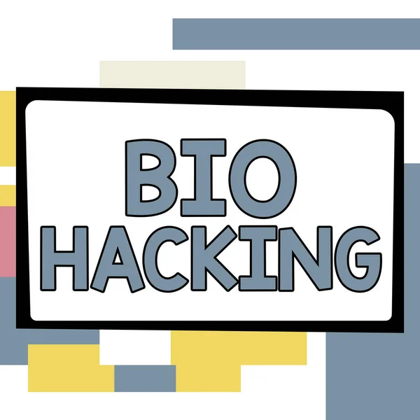 Sinal Texto Mostrando Bio Hacking Visão Geral Negócio Explorando Material — Fotografia de Stock