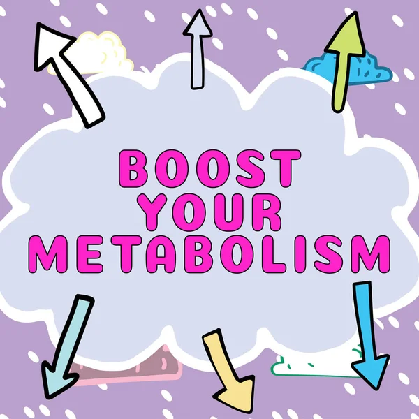 Lham Kaynağı Gösteren Metin Metabolizmanızı Hızlandırır Nternet Konsepti Gıda Kalori — Stok fotoğraf