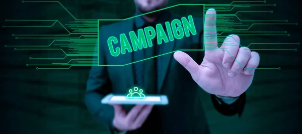 概念表示キャンペーン ビジネスアイデアは 製品サービスを促進し 販売するための行動のコースを組織 — ストック写真