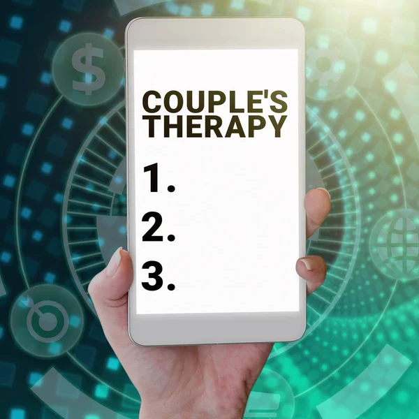 Yazısı Çift Terapisi Nternet Konsepti Çift Çiftler Için Ilişki Sıkıntısı — Stok fotoğraf