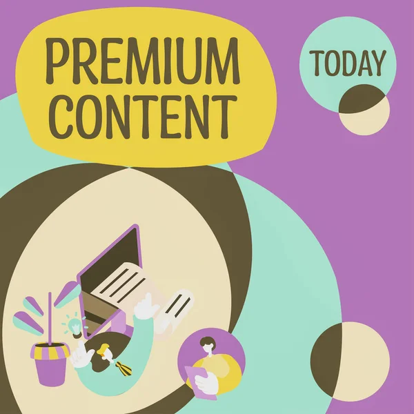 Inspirace Ukazující Nápis Premium Content Business Showcase Vyšší Kvalitu Nebo — Stock fotografie