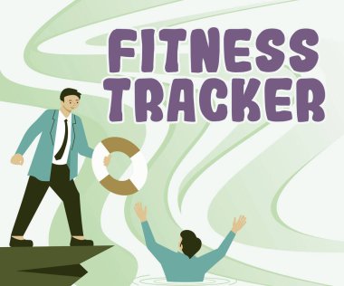 Kavramsal başlık Fitness Tracker, iş konsept aygıtı günlük bireylerin fiziksel aktivitelerini kaydeder