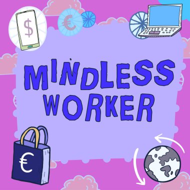 Zekice bir amacı olmayan akılsız işçiler, iş konsepti gösteren metin yazımı çok az dikkat çeker