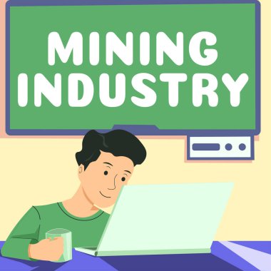 İlham kaynağı Madencilik Endüstrisi, değerli minerallerin ve jeolojik materyallerin kavramsal fotoğraf çıkarılmasını gösteren metin