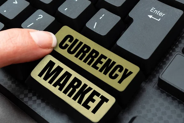 Ручной Знак Валютный Рынок Концепция Означающая Вне Встречного Рынка Торговли — стоковое фото