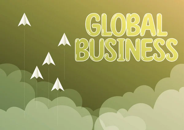 Bildunterschrift Global Business Business Approach Company Das Einrichtungen Vielen Ländern — Stockfoto