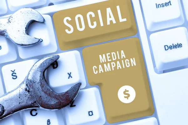 Inspiration Zeigt Zeichen Social Media Kampagne Unternehmensübersicht Nutzung Sozialer Netzwerke — Stockfoto