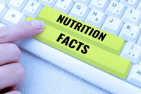 Kézírás Szöveg Táplálkozás Tények Fogalmi Fotó Részletes Információk Egy Élelmiszer — Stock Fotó