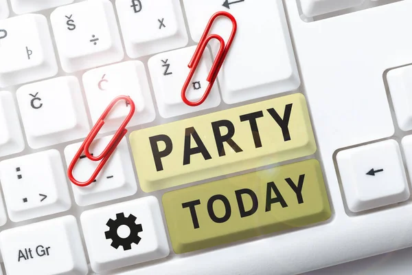 Skriva Visa Text Party Internet Begreppet Social Sammankomst Inbjudna Gäster — Stockfoto