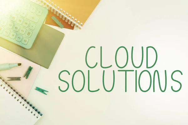 Концептуальний Дисплей Cloud Solutions Бізнес Вітрина Сервіси Або Ресурси Доступні — стокове фото