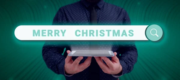 Sinal Texto Mostrando Feliz Natal Business Abordagem Tradição Anual Para — Fotografia de Stock