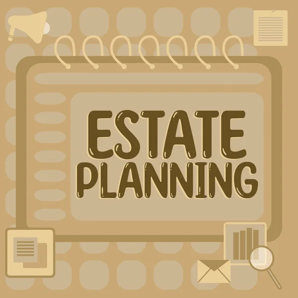 Logga Visar Estate Planning Affärsidé Förberedelse Uppgifter Som Hanterar Individ — Stockfoto