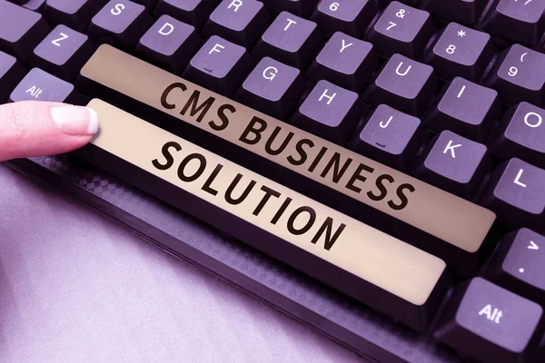 Signe Écriture Cms Business Solution Word Écrit Sur Utilisation Applications — Photo