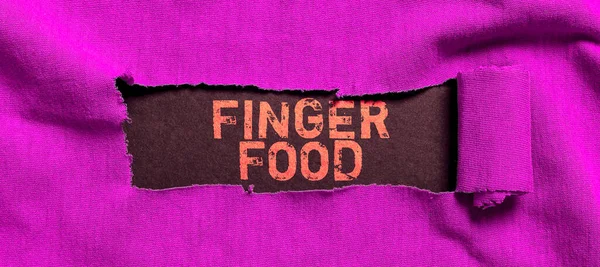 Κείμενο Που Δείχνει Την Έμπνευση Finger Food Εννοιολογικά Προϊόντα Φωτογραφιών — Φωτογραφία Αρχείου