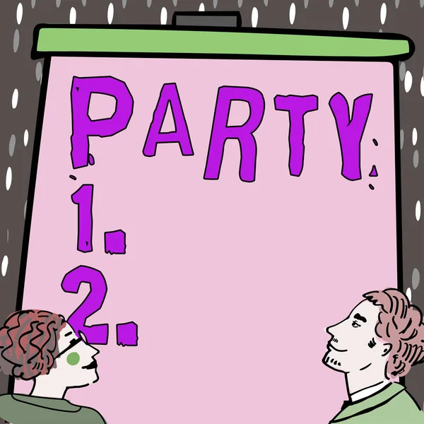 Handschrift Party Business Overzicht Sociale Bijeenkomst Genodigden Betrekken Eten Drinken — Stockfoto