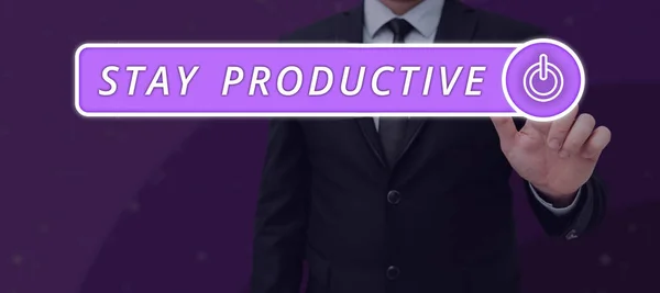 Tekst Bijschrift Stay Productive Business Idea Efficiency Concentration Productiviteit — Stockfoto