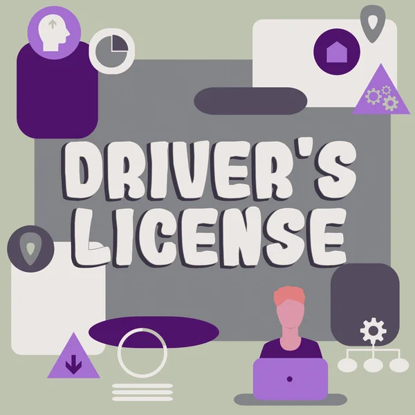 Handschriftliches Zeichen Driver License Business Nähert Sich Einem Dokument Das — Stockfoto
