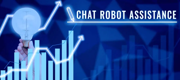 Ręczne Pisanie Znaku Chat Robot Assistance Pomysł Biznes Odpowiada Pytania — Zdjęcie stockowe
