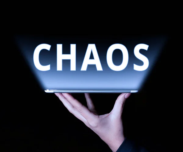 Signe Écriture Chaos Vitrine Affaires Trouble Complet Grande Confusion Destruction — Photo
