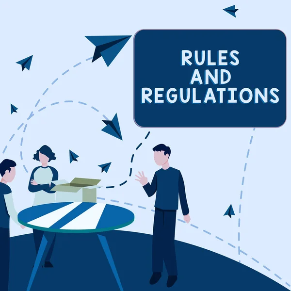 Textzeichen Mit Regeln Und Vorschriften Richtlinien Für Den Geschäftsansatz Die — Stockfoto