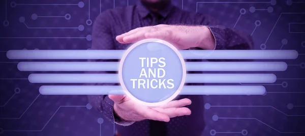Konceptuell Bildtext Tips Och Tricks Business Showcase Förslag För Att — Stockfoto
