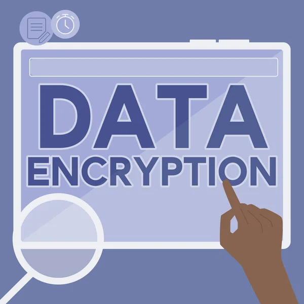 データ暗号化 ビジネスアイデアを示すテキスト記号圧縮またはセキュリティのためのコードへのデータの変換 — ストック写真