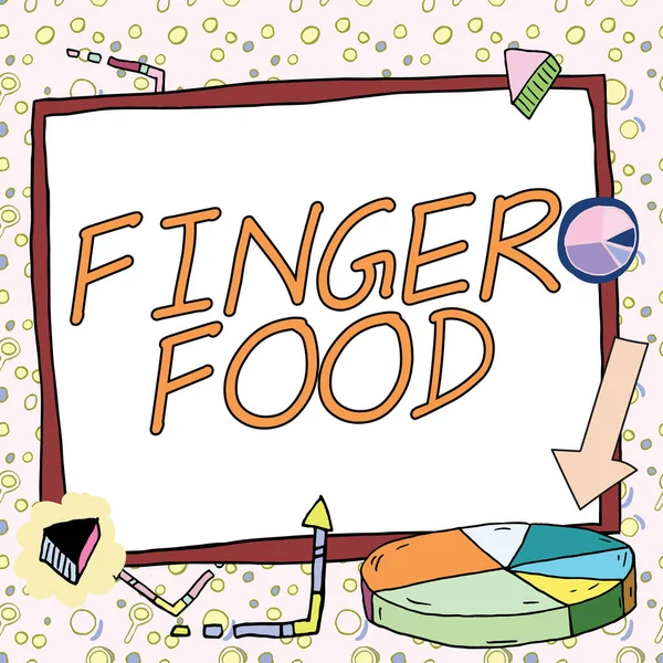 Didascalia Concettuale Finger Food Prodotti Fotografici Concettuali Digestivi Tenere Con — Foto Stock