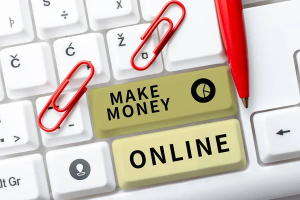 Escrevendo Exibindo Texto Ganhe Dinheiro Online Conceito Que Significa Negócios — Fotografia de Stock