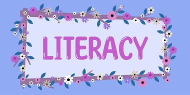 El yazısı, okur yazarlık, iş konsepti, belirlenen alanda bilgi ve beceriyi okuma ve yazma yeteneği