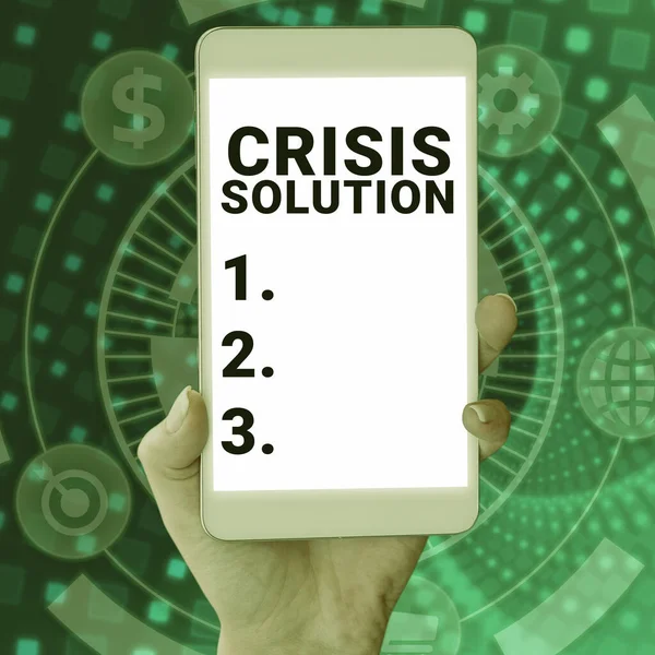 Sinal Texto Mostrando Solução Crise Processo Vitrine Negócios Pelo Qual — Fotografia de Stock