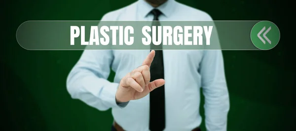 Znak Zobrazování Plastické Chirurgie Obchodní Nápad Opravy Částí Těla Převodem — Stock fotografie