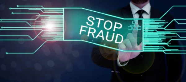 Tanda Tulisan Tangan Stop Fraud Tinjauan Bisnis Menyarankan Orang Orang — Stok Foto