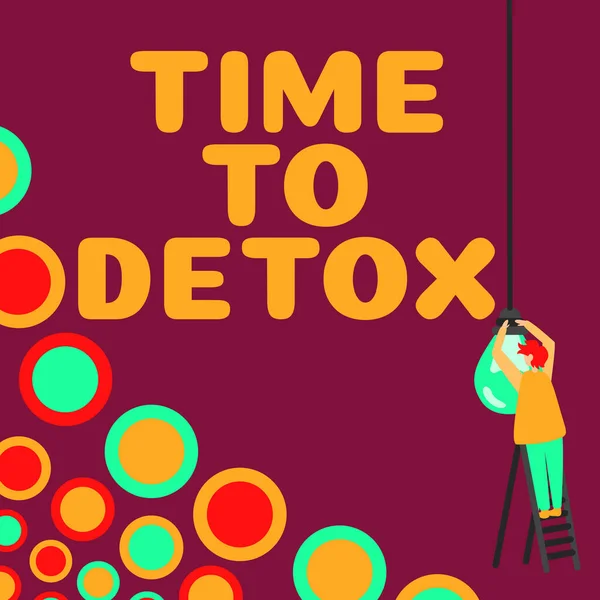 Wyświetlanie Znaku Czas Detox Podejście Biznesowe Moment Dla Diety Zdrowie — Zdjęcie stockowe